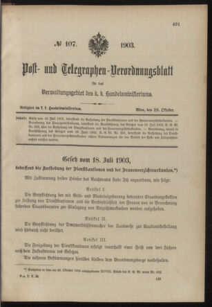 Post- und Telegraphen-Verordnungsblatt für das Verwaltungsgebiet des K.-K. Handelsministeriums