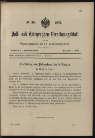 Post- und Telegraphen-Verordnungsblatt für das Verwaltungsgebiet des K.-K. Handelsministeriums