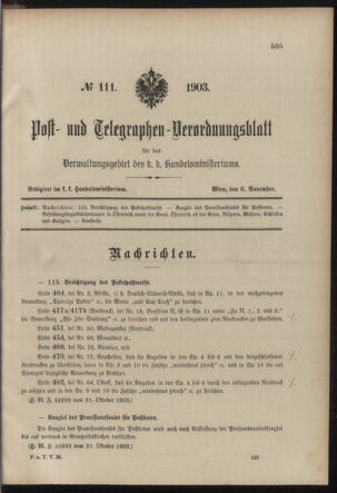 Post- und Telegraphen-Verordnungsblatt für das Verwaltungsgebiet des K.-K. Handelsministeriums