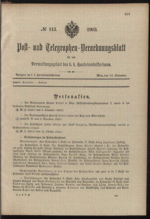 Post- und Telegraphen-Verordnungsblatt für das Verwaltungsgebiet des K.-K. Handelsministeriums