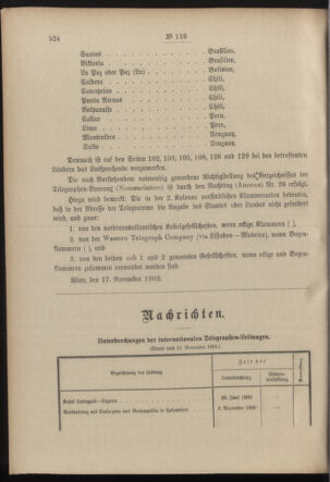 Post- und Telegraphen-Verordnungsblatt für das Verwaltungsgebiet des K.-K. Handelsministeriums 19031120 Seite: 2