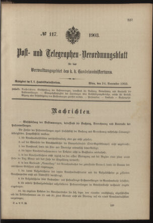 Post- und Telegraphen-Verordnungsblatt für das Verwaltungsgebiet des K.-K. Handelsministeriums