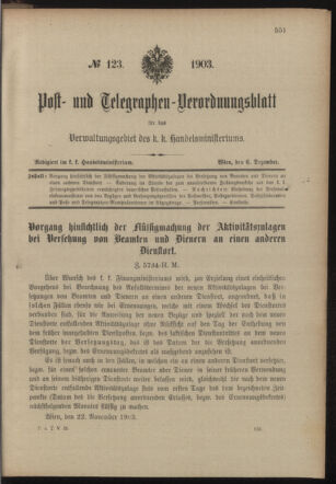 Post- und Telegraphen-Verordnungsblatt für das Verwaltungsgebiet des K.-K. Handelsministeriums 19031206 Seite: 1