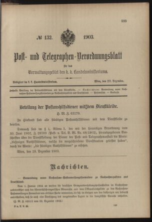 Post- und Telegraphen-Verordnungsblatt für das Verwaltungsgebiet des K.-K. Handelsministeriums