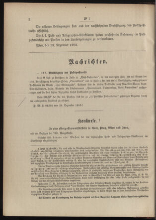 Post- und Telegraphen-Verordnungsblatt für das Verwaltungsgebiet des K.-K. Handelsministeriums 19040105 Seite: 2