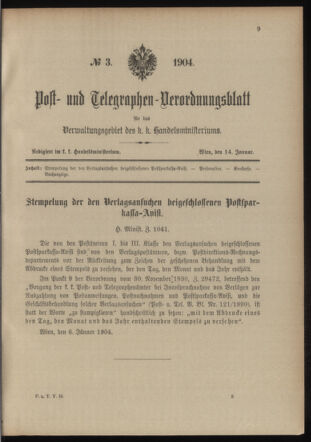 Post- und Telegraphen-Verordnungsblatt für das Verwaltungsgebiet des K.-K. Handelsministeriums