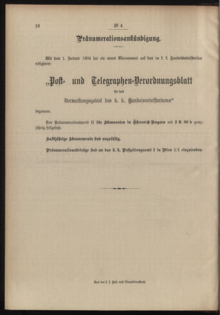 Post- und Telegraphen-Verordnungsblatt für das Verwaltungsgebiet des K.-K. Handelsministeriums 19040115 Seite: 4