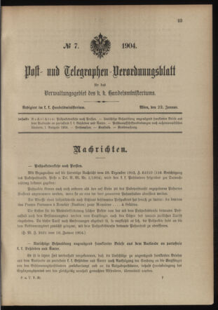 Post- und Telegraphen-Verordnungsblatt für das Verwaltungsgebiet des K.-K. Handelsministeriums