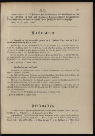 Post- und Telegraphen-Verordnungsblatt für das Verwaltungsgebiet des K.-K. Handelsministeriums 19040203 Seite: 3