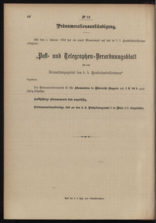 Post- und Telegraphen-Verordnungsblatt für das Verwaltungsgebiet des K.-K. Handelsministeriums 19040210 Seite: 4