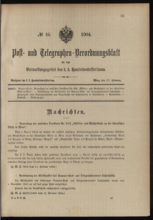 Post- und Telegraphen-Verordnungsblatt für das Verwaltungsgebiet des K.-K. Handelsministeriums