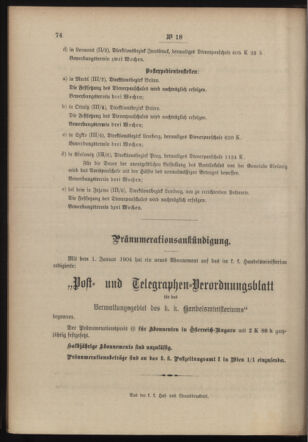 Post- und Telegraphen-Verordnungsblatt für das Verwaltungsgebiet des K.-K. Handelsministeriums 19040225 Seite: 4