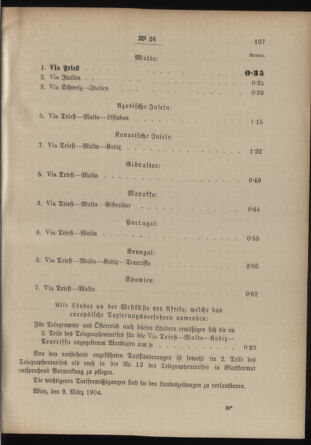 Post- und Telegraphen-Verordnungsblatt für das Verwaltungsgebiet des K.-K. Handelsministeriums 19040317 Seite: 3