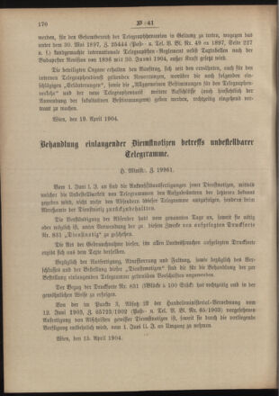 Post- und Telegraphen-Verordnungsblatt für das Verwaltungsgebiet des K.-K. Handelsministeriums 19040430 Seite: 2