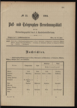 Post- und Telegraphen-Verordnungsblatt für das Verwaltungsgebiet des K.-K. Handelsministeriums