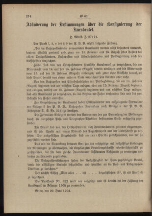 Post- und Telegraphen-Verordnungsblatt für das Verwaltungsgebiet des K.-K. Handelsministeriums 19040628 Seite: 2