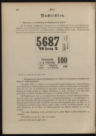 Post- und Telegraphen-Verordnungsblatt für das Verwaltungsgebiet des K.-K. Handelsministeriums 19040628 Seite: 4