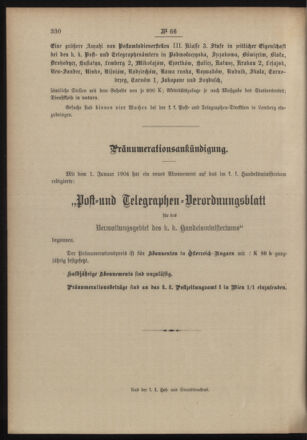 Post- und Telegraphen-Verordnungsblatt für das Verwaltungsgebiet des K.-K. Handelsministeriums 19040708 Seite: 8