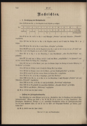 Post- und Telegraphen-Verordnungsblatt für das Verwaltungsgebiet des K.-K. Handelsministeriums 19040709 Seite: 10