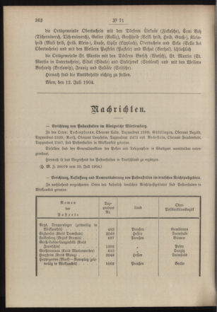 Post- und Telegraphen-Verordnungsblatt für das Verwaltungsgebiet des K.-K. Handelsministeriums 19040723 Seite: 2