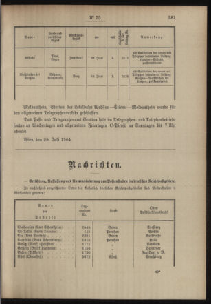 Post- und Telegraphen-Verordnungsblatt für das Verwaltungsgebiet des K.-K. Handelsministeriums 19040805 Seite: 3