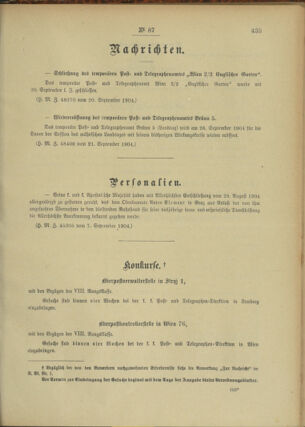 Post- und Telegraphen-Verordnungsblatt für das Verwaltungsgebiet des K.-K. Handelsministeriums 19040927 Seite: 3