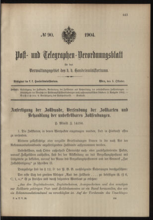 Post- und Telegraphen-Verordnungsblatt für das Verwaltungsgebiet des K.-K. Handelsministeriums