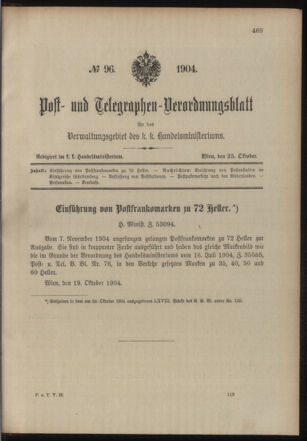 Post- und Telegraphen-Verordnungsblatt für das Verwaltungsgebiet des K.-K. Handelsministeriums