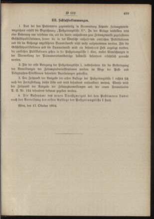 Post- und Telegraphen-Verordnungsblatt für das Verwaltungsgebiet des K.-K. Handelsministeriums 19041110 Seite: 5