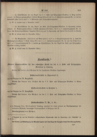 Post- und Telegraphen-Verordnungsblatt für das Verwaltungsgebiet des K.-K. Handelsministeriums 19041118 Seite: 3