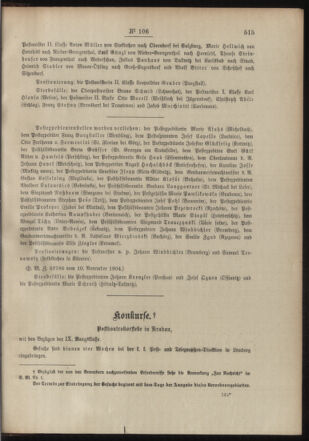 Post- und Telegraphen-Verordnungsblatt für das Verwaltungsgebiet des K.-K. Handelsministeriums 19041123 Seite: 3