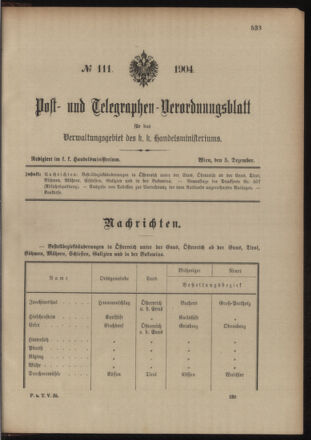 Post- und Telegraphen-Verordnungsblatt für das Verwaltungsgebiet des K.-K. Handelsministeriums