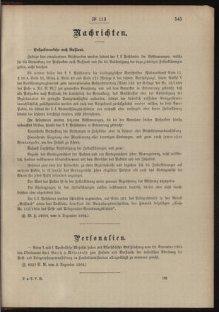 Post- und Telegraphen-Verordnungsblatt für das Verwaltungsgebiet des K.-K. Handelsministeriums 19041209 Seite: 5