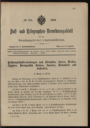 Post- und Telegraphen-Verordnungsblatt für das Verwaltungsgebiet des K.-K. Handelsministeriums