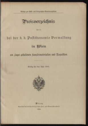 Post- und Telegraphen-Verordnungsblatt für das Verwaltungsgebiet des K.-K. Handelsministeriums 19041211 Seite: 5