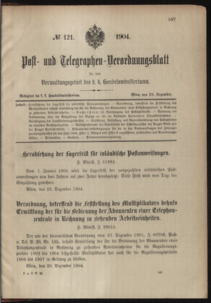 Post- und Telegraphen-Verordnungsblatt für das Verwaltungsgebiet des K.-K. Handelsministeriums