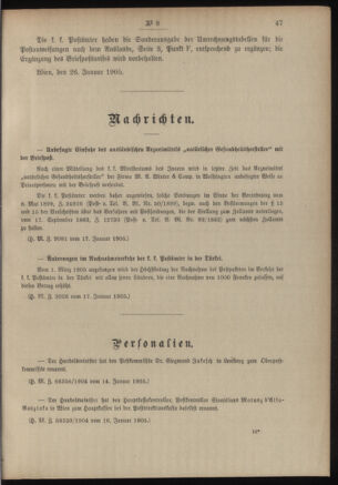 Post- und Telegraphen-Verordnungsblatt für das Verwaltungsgebiet des K.-K. Handelsministeriums 19050131 Seite: 3