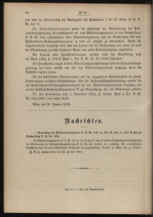 Post- und Telegraphen-Verordnungsblatt für das Verwaltungsgebiet des K.-K. Handelsministeriums 19050203 Seite: 4