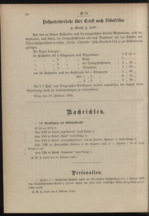 Post- und Telegraphen-Verordnungsblatt für das Verwaltungsgebiet des K.-K. Handelsministeriums 19050214 Seite: 2