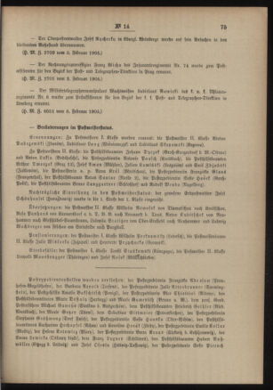 Post- und Telegraphen-Verordnungsblatt für das Verwaltungsgebiet des K.-K. Handelsministeriums 19050217 Seite: 7