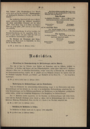 Post- und Telegraphen-Verordnungsblatt für das Verwaltungsgebiet des K.-K. Handelsministeriums 19050220 Seite: 3