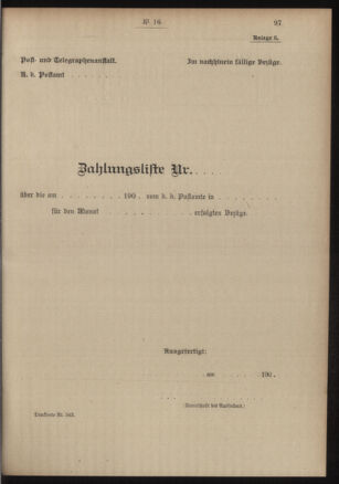 Post- und Telegraphen-Verordnungsblatt für das Verwaltungsgebiet des K.-K. Handelsministeriums 19050221 Seite: 15