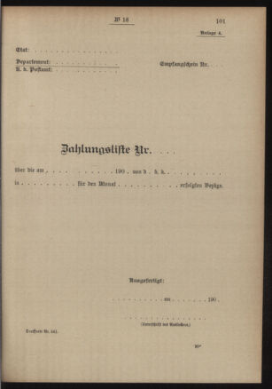 Post- und Telegraphen-Verordnungsblatt für das Verwaltungsgebiet des K.-K. Handelsministeriums 19050221 Seite: 19