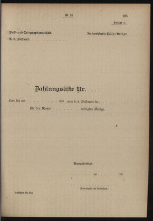 Post- und Telegraphen-Verordnungsblatt für das Verwaltungsgebiet des K.-K. Handelsministeriums 19050221 Seite: 23