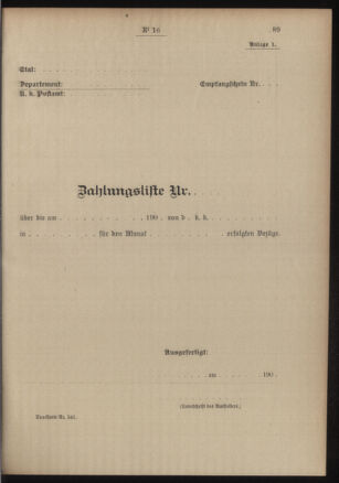 Post- und Telegraphen-Verordnungsblatt für das Verwaltungsgebiet des K.-K. Handelsministeriums 19050221 Seite: 7