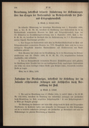 Post- und Telegraphen-Verordnungsblatt für das Verwaltungsgebiet des K.-K. Handelsministeriums 19050315 Seite: 2