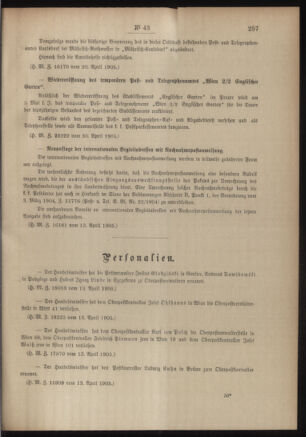 Post- und Telegraphen-Verordnungsblatt für das Verwaltungsgebiet des K.-K. Handelsministeriums 19050504 Seite: 3