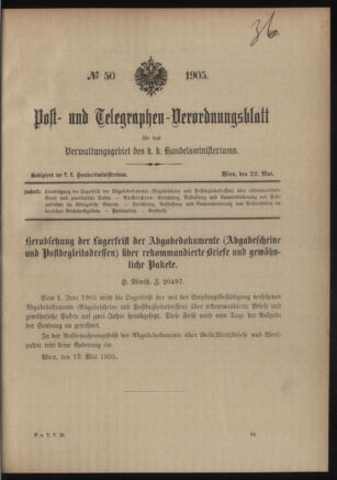 Post- und Telegraphen-Verordnungsblatt für das Verwaltungsgebiet des K.-K. Handelsministeriums 19050522 Seite: 1