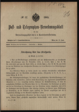 Post- und Telegraphen-Verordnungsblatt für das Verwaltungsgebiet des K.-K. Handelsministeriums