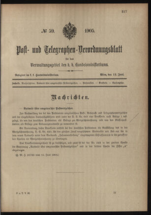 Post- und Telegraphen-Verordnungsblatt für das Verwaltungsgebiet des K.-K. Handelsministeriums